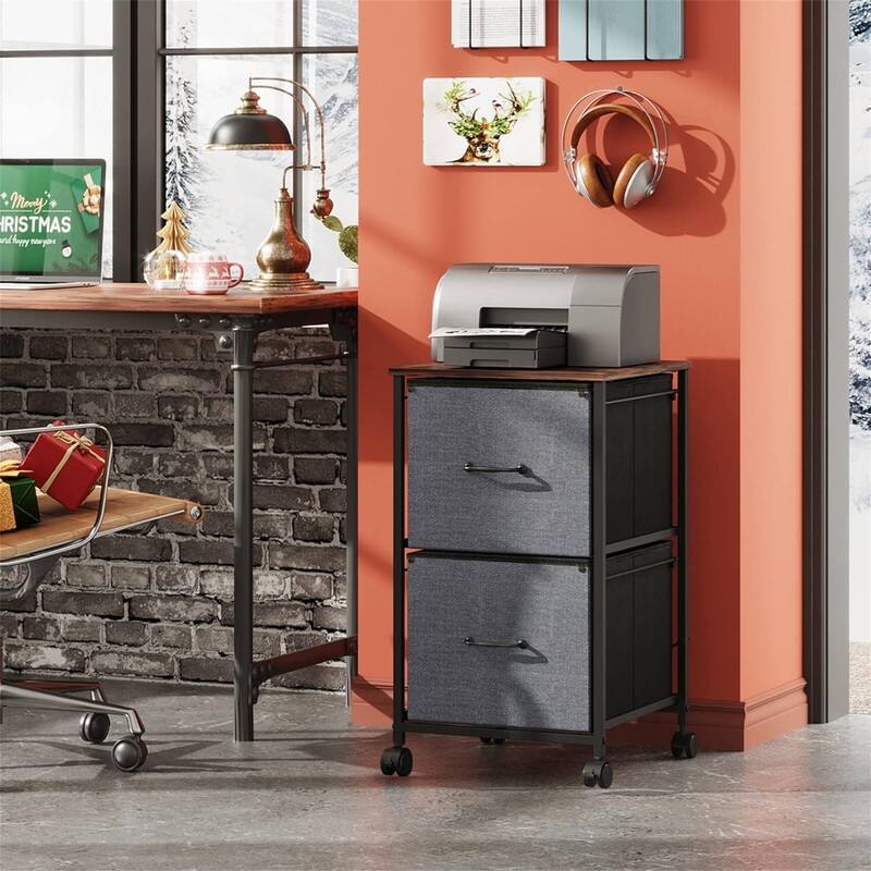 2 Drawer Mobile File Cabinet - 15.7"D x 15.4"W x 26.8"H