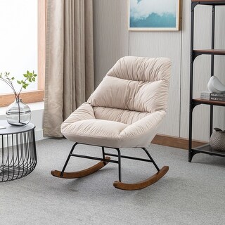 Padded Rocker Chairs Tufted Upholstered Padded Seat Rocking Tufted Wingback Comfy Rocker ...