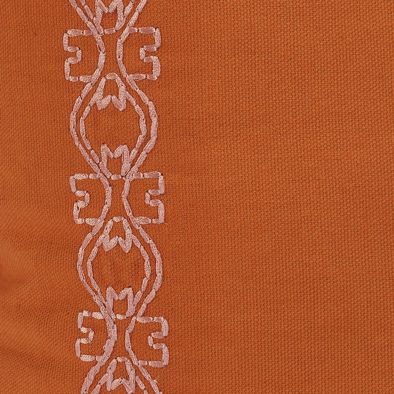 Handwoven Embroidered Border Square Throw Pillow - 20" - Cinnamon Orange