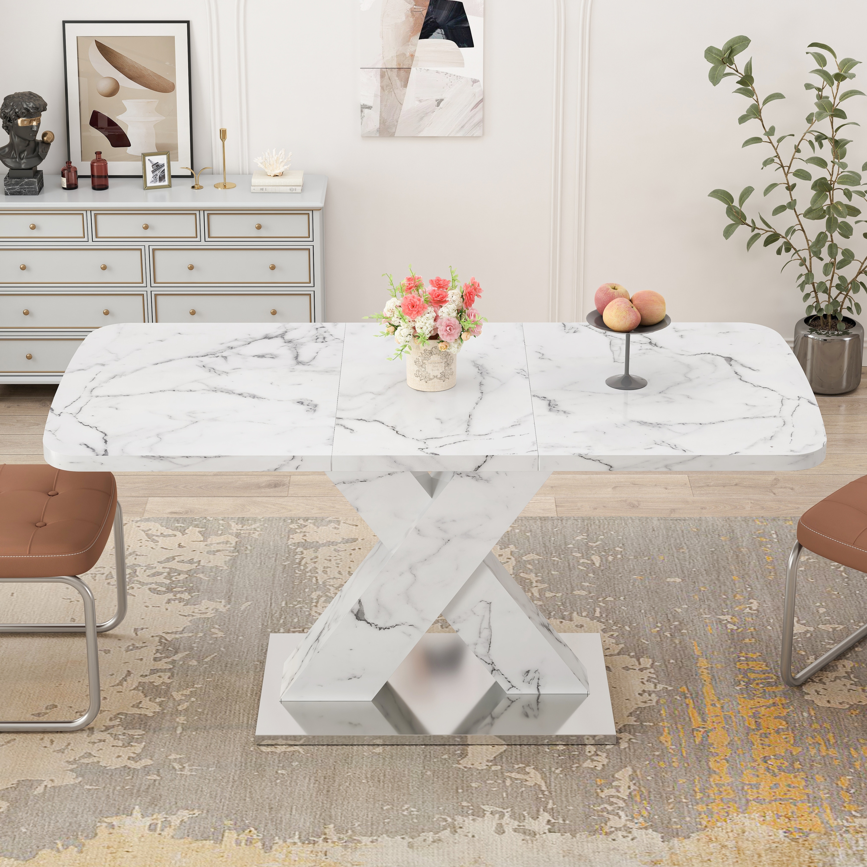 Modern Square Dining Table white Marble Table Top - Overstock