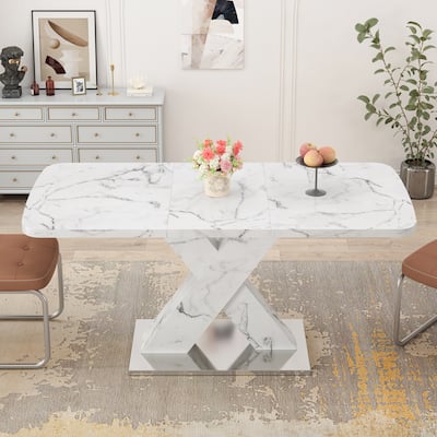 Retractable dining table with MDF Top