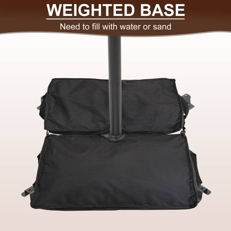 Ainfox 10 ft. Patio Offset Solar LED Umbrellas Cantilever Outside Umbrellas with Base