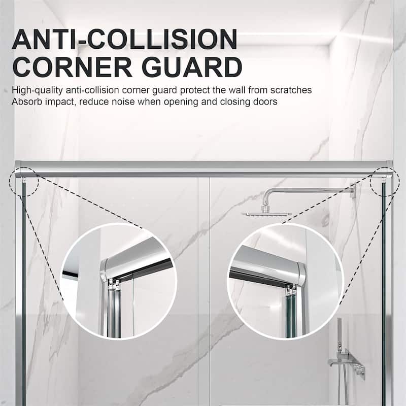 56"-60"W x72" H Semi-Frameless Double Sliding Shower Door