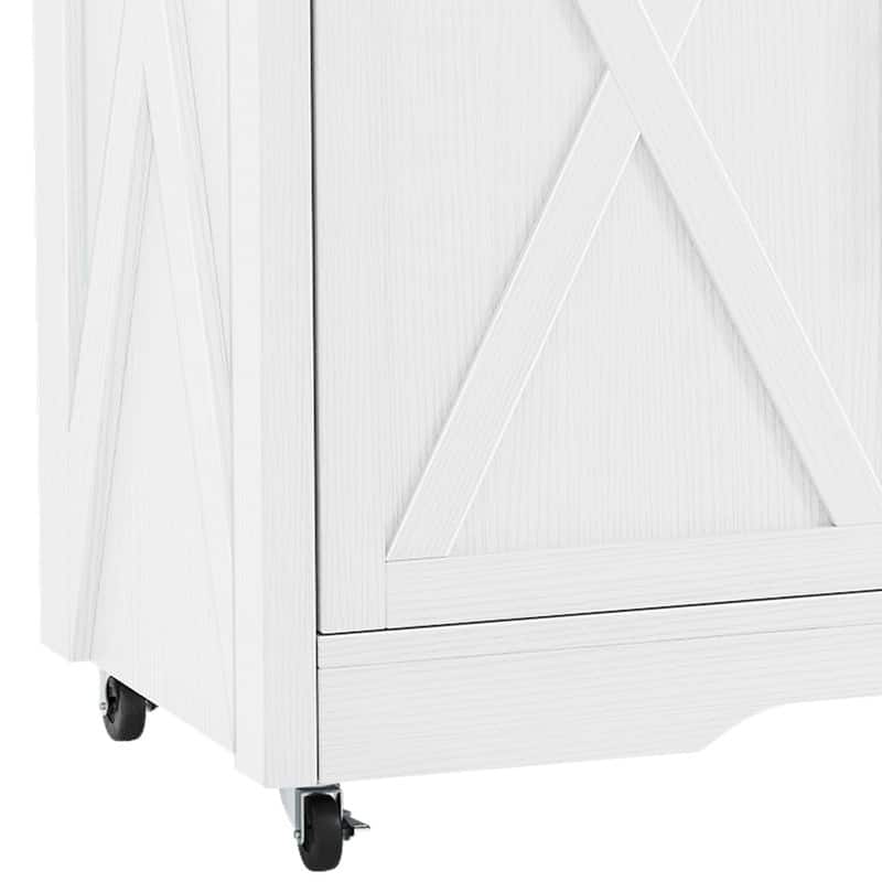 Moasis 47" Wide Mobile Kitchen Island Cart with Wine Storage Cabinet and Drawer&Power Outlet