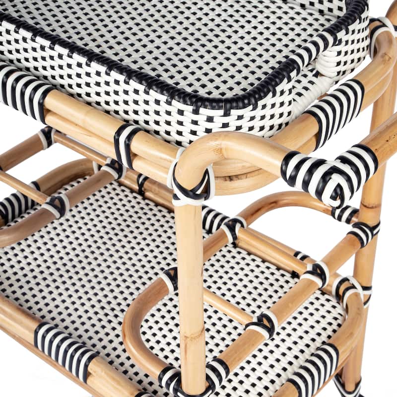 Butler Selena Blue & White Rattan Bar Cart