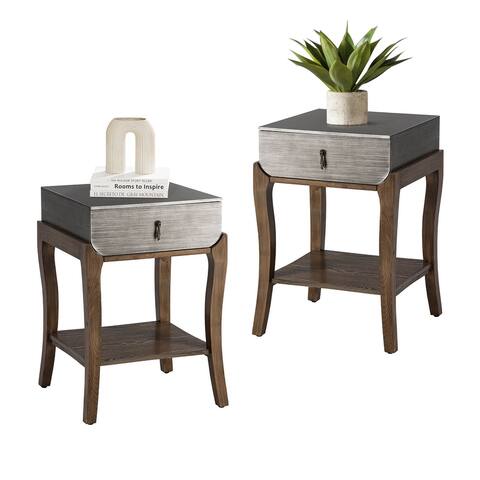COSIEST Nightstands with 1-Drawer and Storage Shelf, Modern Bedside Table