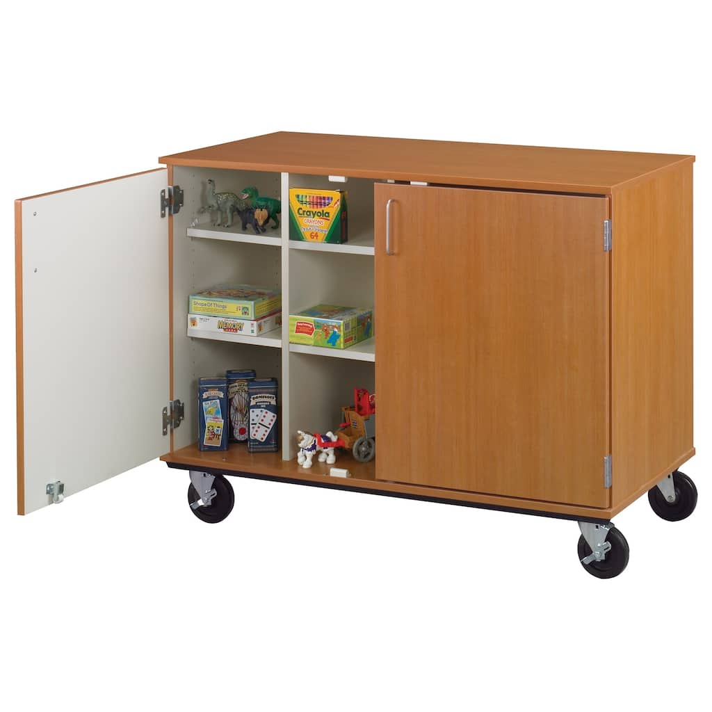 Mobile Cubby Storage Organizer - 12 Section Rolling Cabinet with Doors - 36" Tall