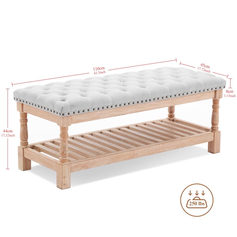 Upholstered Wood Bed Bench/Ottoman