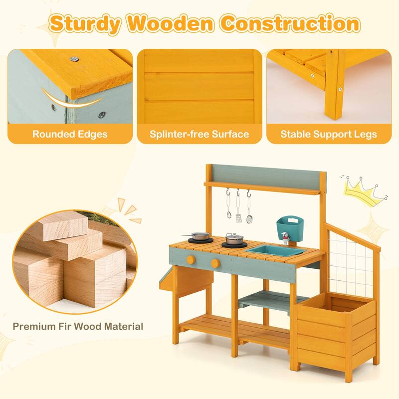 Costway Play Kitchen for Kids Wooden Toy Kitchen Playset with - See Details