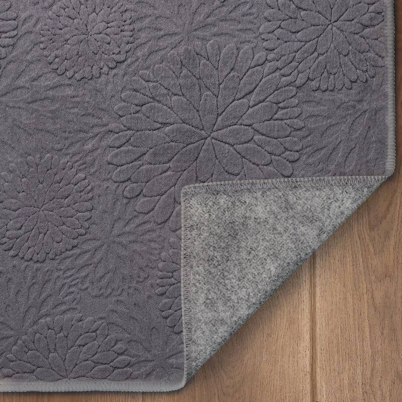 Mcow High-Low Textured Plush Washable Non-Slip Area Rug