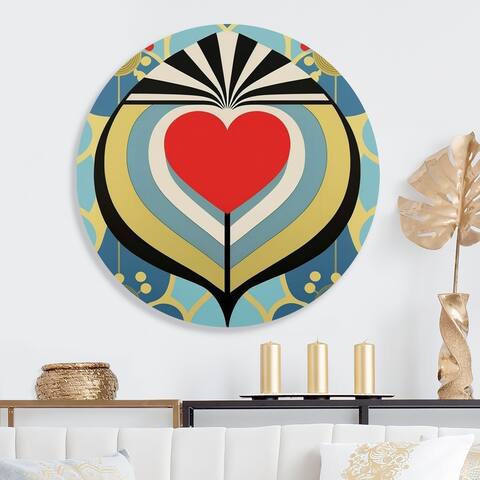 Designart 'Shining Contemporary Red Heart IV' Modern Metal Round Wall Art