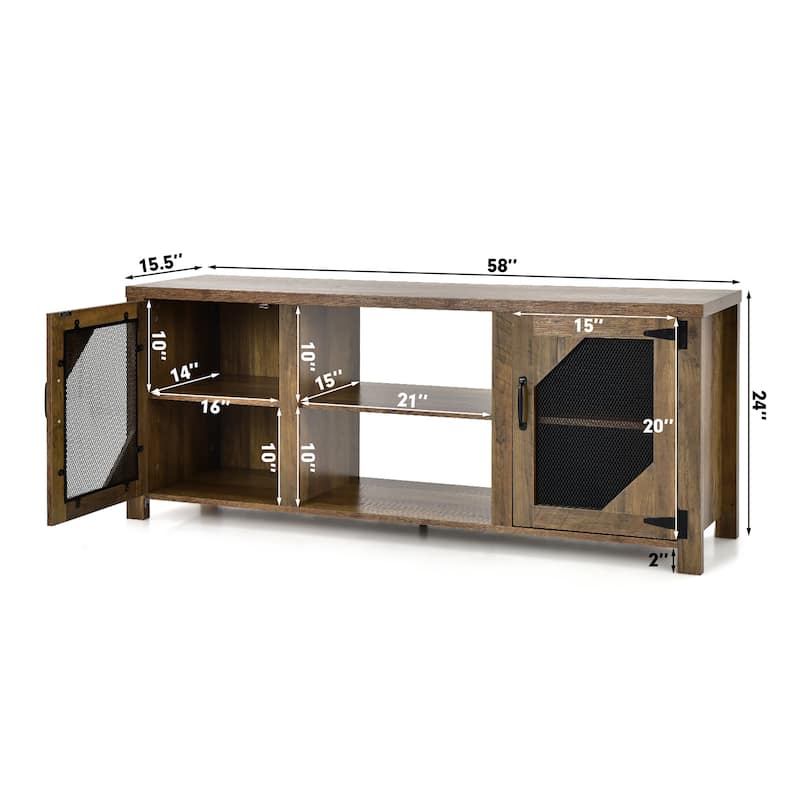 Costway TV Stand Entertainment Media Center for TVs up to 65'' w/Steel - 58'' x 15.5'' x 24''