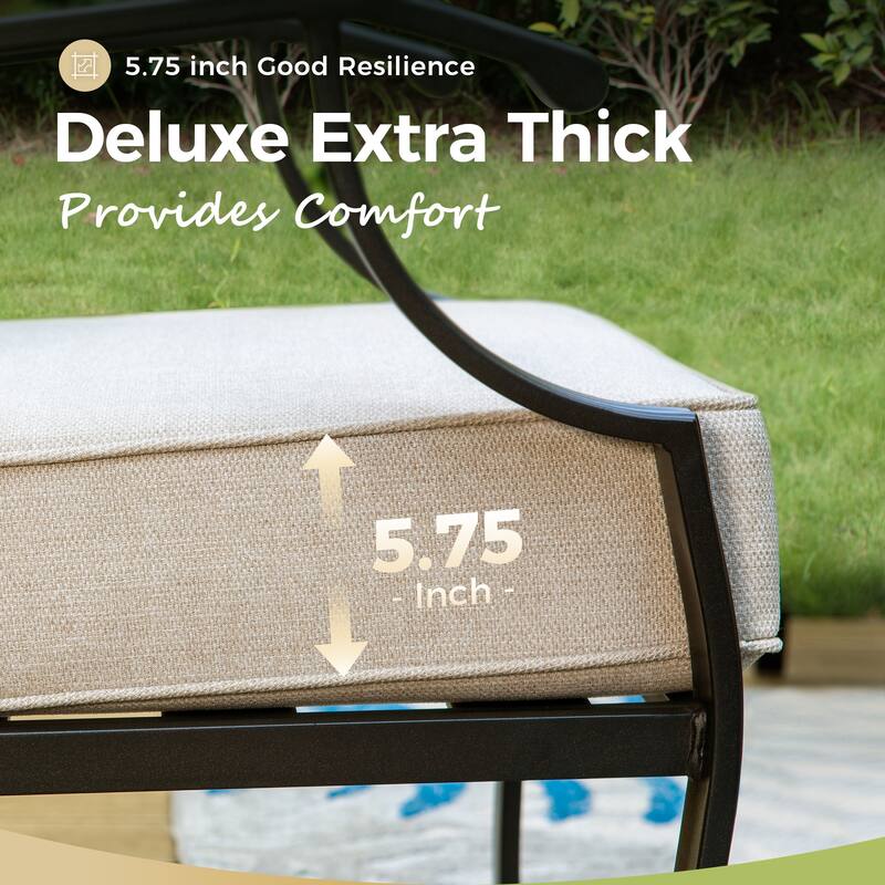 MAISON ARTS 5-Piece Patio Conversation Set with 28'' Gas Fire Pit Table