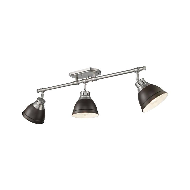 Yep by Golden Lighting Duncan 3-light Semi-Flush Mount in Pewter and Rubbed Bronze shade - 3-Light Semi-flush