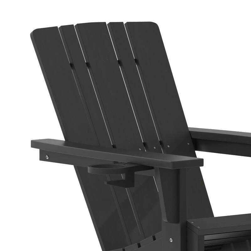 Set of 2 Commercial All-Weather Adirondack Chairs with Cupholders
