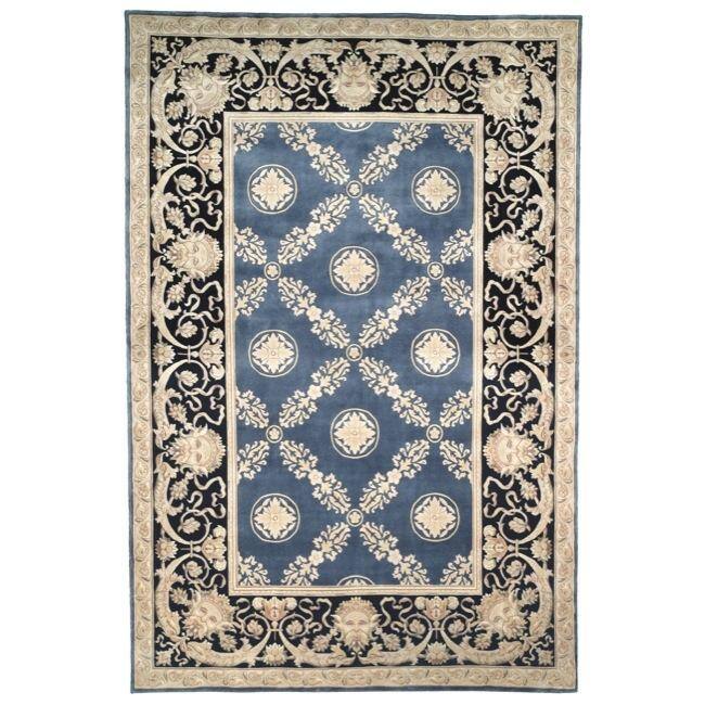 SAFAVIEH Hand-Knotted Florence Letka Traditional Wool Rug - 9' x 12' - Blue/Black
