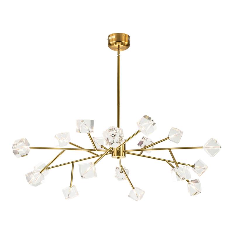 18-Light Modern Glam Luxury Sputnik Linear Cluster Crystal Chandelier for Dining Room/Living Room