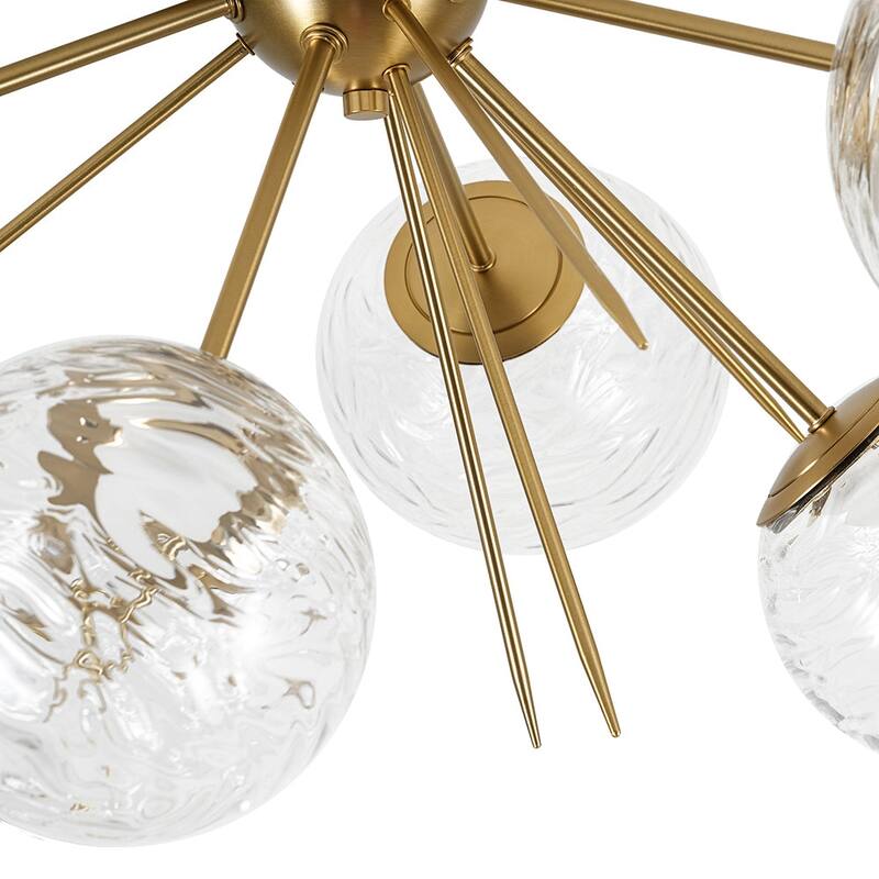 Sculptural Textured Glass Globe Dimmable LED Sputnik Ceiling Light