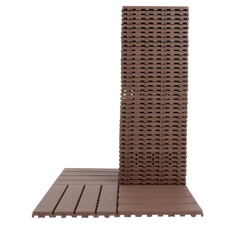 Plastic Interlocking Deck Tiles,44 Pack Patio Deck Tiles,12"x12" Square Waterproof Outdoor All Weather Use, Patio Decking Tiles