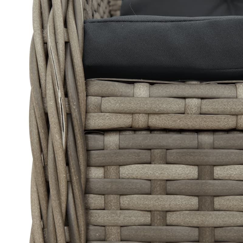 vidaXL Garden Dining Set Grey PE Rattan Large Adjustable Armrests - 31.5 x 74.8 x 29.1