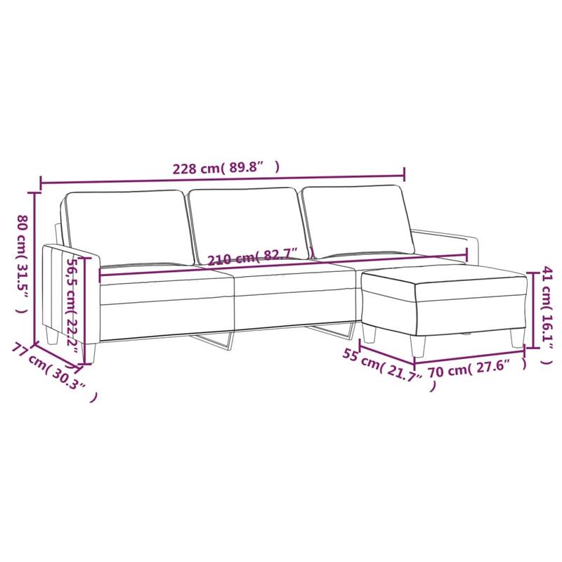 vidaXL Sofa Chair with Footstool Accent Upholstered Living Room Chair Fabric