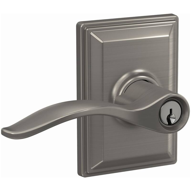 Schlage F51A-PEN-GDV Custom Pennant Passage or Privacy Door Lever Set - Satin Nickel