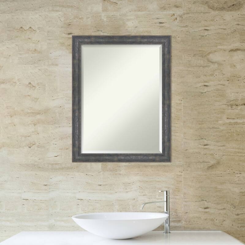 Angled Beveled Wood Framed Bathroom Vanity Wall Mirror
