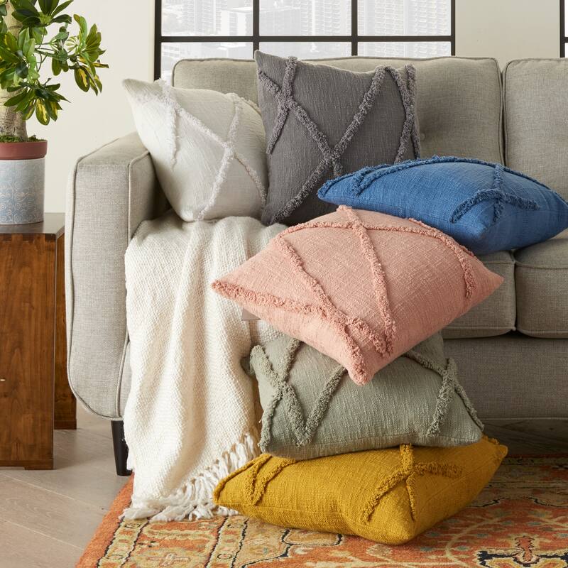 Mina Victory Distressed Diamond Boho Throw Pillow