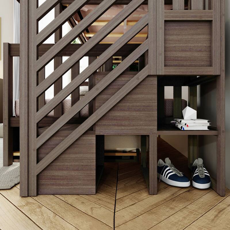 Max and Lily Twin over Full Staircase Bunk Bed with Trundle