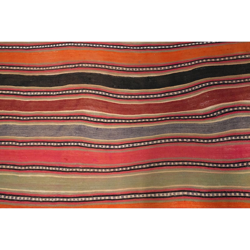Hand Woven Oriental 100% Wool Carpet Southwestern Geometric Multi-Colored Kilim Area Rug - 6' 10'' X 5' 1''