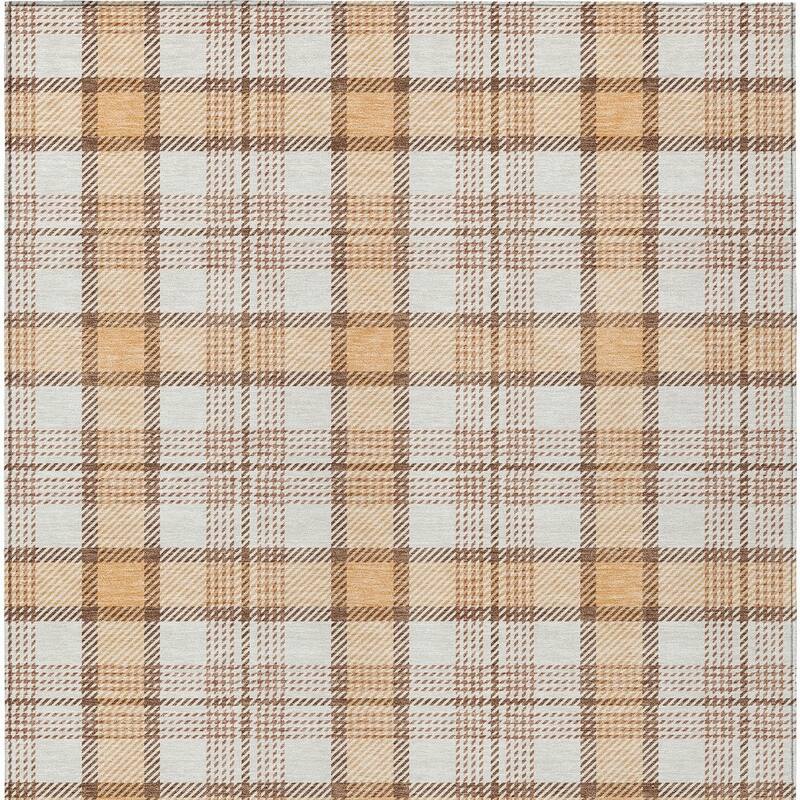 HomeRoots Plaid Transitional Rectangle Outdoor Rug