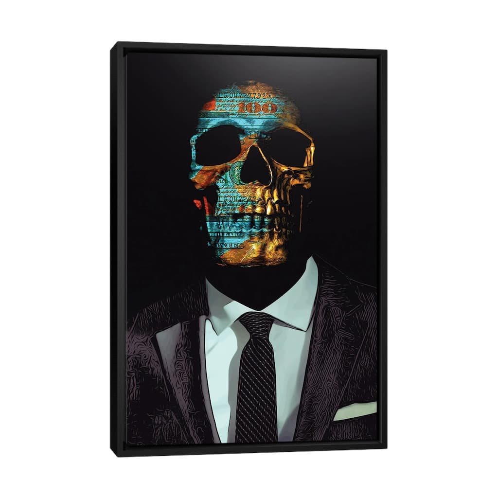 iCanvas "Suited Skull" by Jesse Johnson Framed Canvas Print