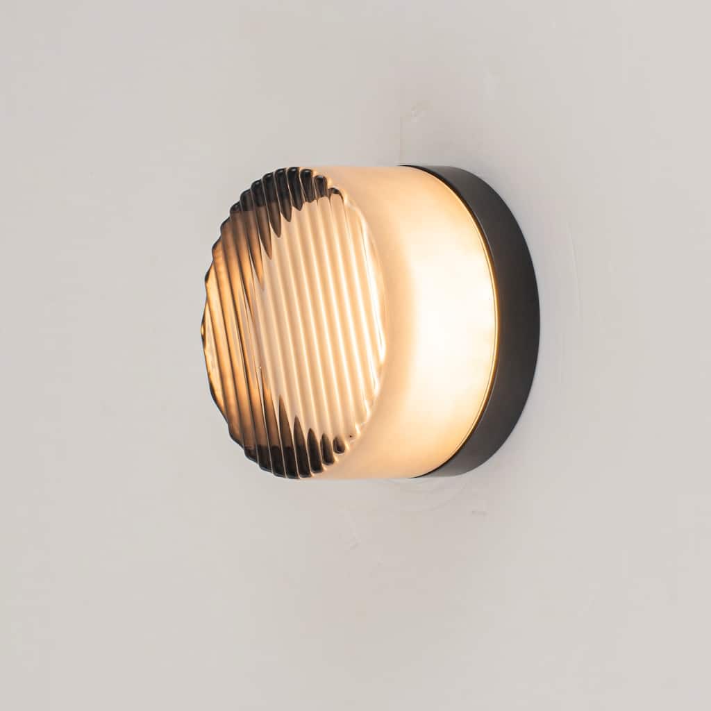 5.1 in. W Modern Dome LED 3000K Bathroom Vanity Light/Flush Mount Light with Gray Glass - 5.1 in. W x 3.54 in. H