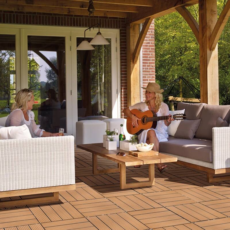 11.8" x 11.8" square wood-plastic composite deck tiles