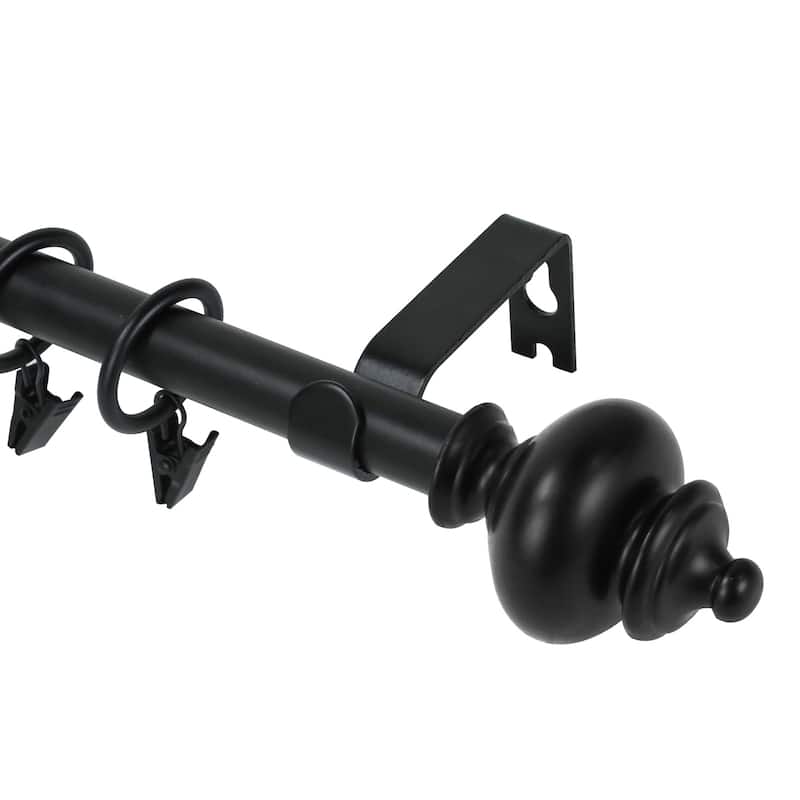 Modern Window Drapery Curtain Rod Set with 8 to 24 Rings - 84"-120" - Matte Black