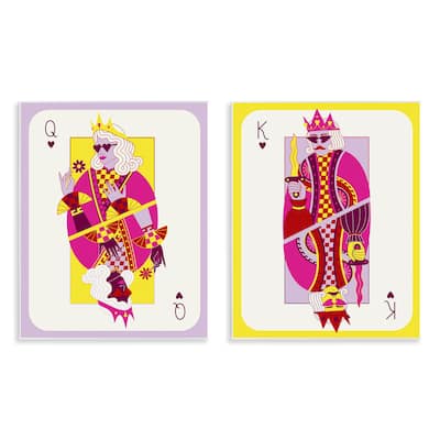 Stupell King & Queen Cards Wall Plaque Art Design By Grace Popp (Set of 2)
