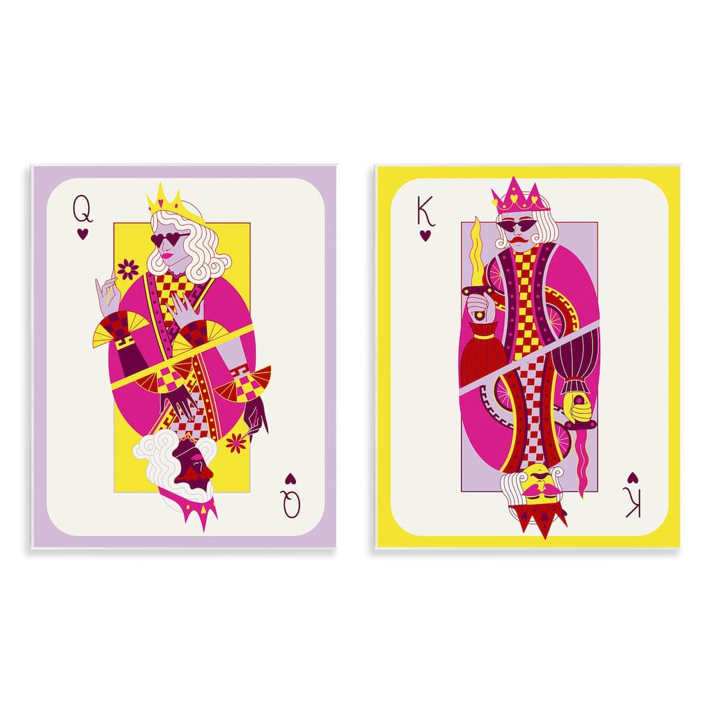 Stupell King & Queen Cards Wall Plaque Art Design By Grace Popp (Set of 2)