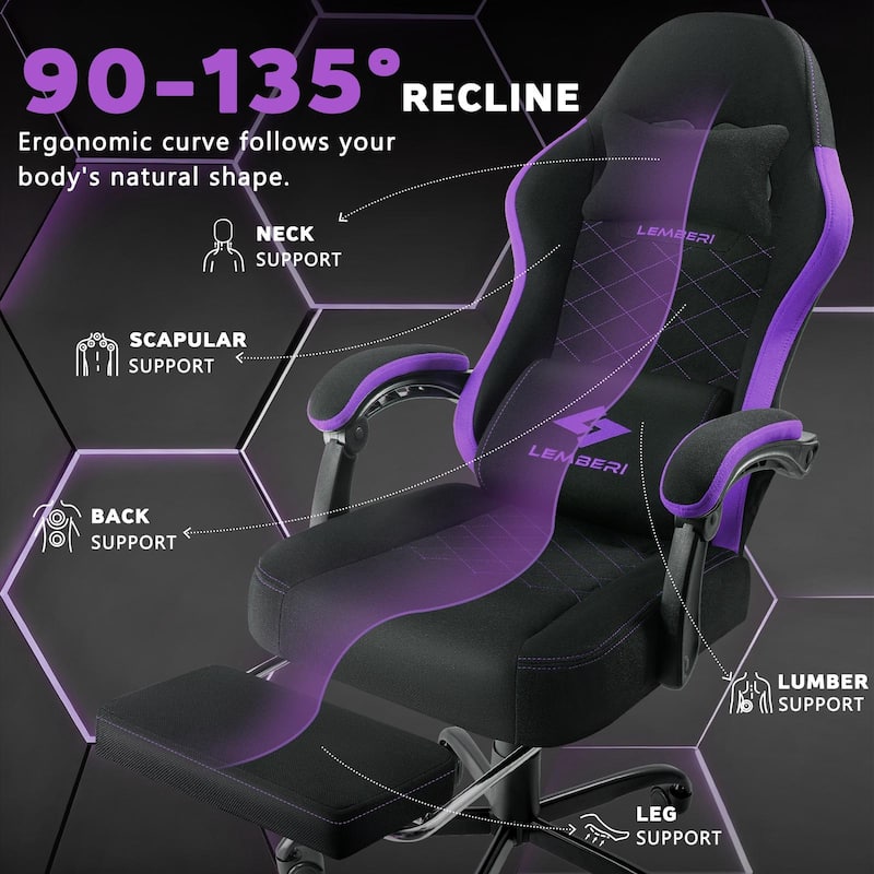 Bossin Gaming Chairs with Footrest, Big and Tall Chair 350lb Capacity, Racing Style Computer Chair with Ergonomic Lumbar Support