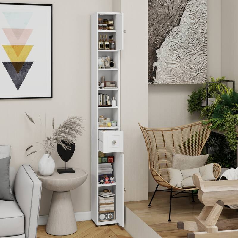 Elegant Storage Cabinet with 2 Doors and 4 Adjustable Shelves Vanity Cabinet Clothes Cabinet Dressing Cabinet for Bathroom