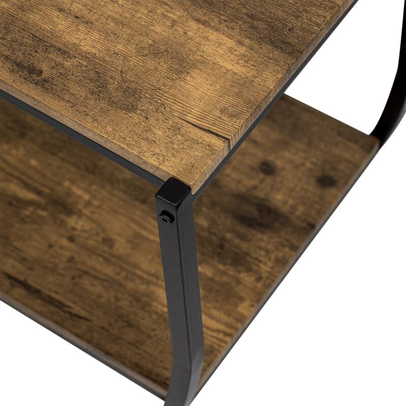 48" Rustic Console Table with Three Shelfs and Half-moon Base for Entryway or Living Room
