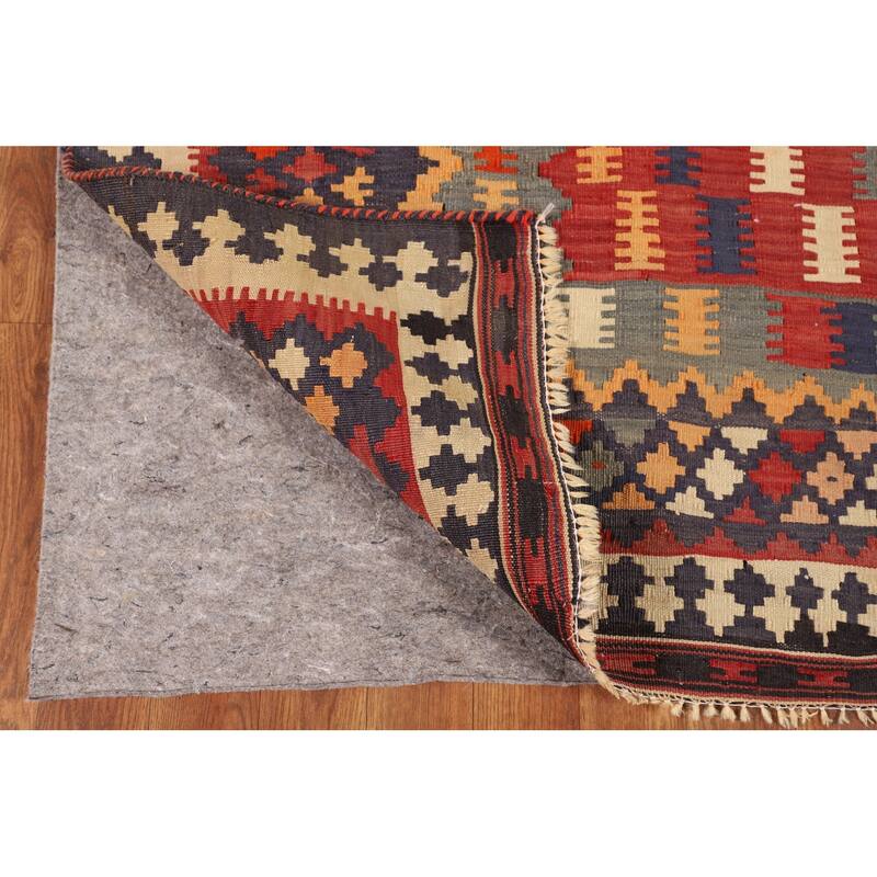 Kilim Qashqai Persian Vintage Rug Hand-Woven Living Room Wool Carpet - 5'4"x 9'10"