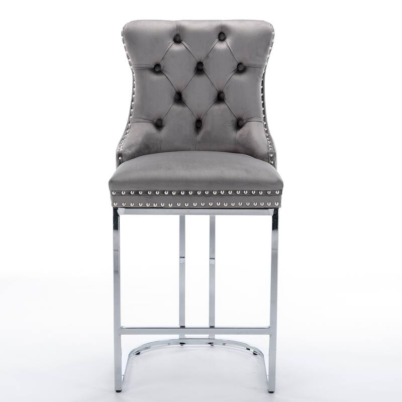 Modern Velvet Barstools Set of 2