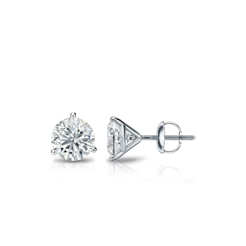 Auriya 14k Gold Lab Grown Round Diamond Stud Earrings 0.50 to 5.00 ct. tw. 3-Prong Screw-Back (F-G VS) - White - 1.25 ct. tw.