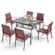 preview thumbnail 27 of 32, MAISON ARTS 7-Piece Patio Dining Set Metal Rectangle Table and 6 Textilene Chairs
