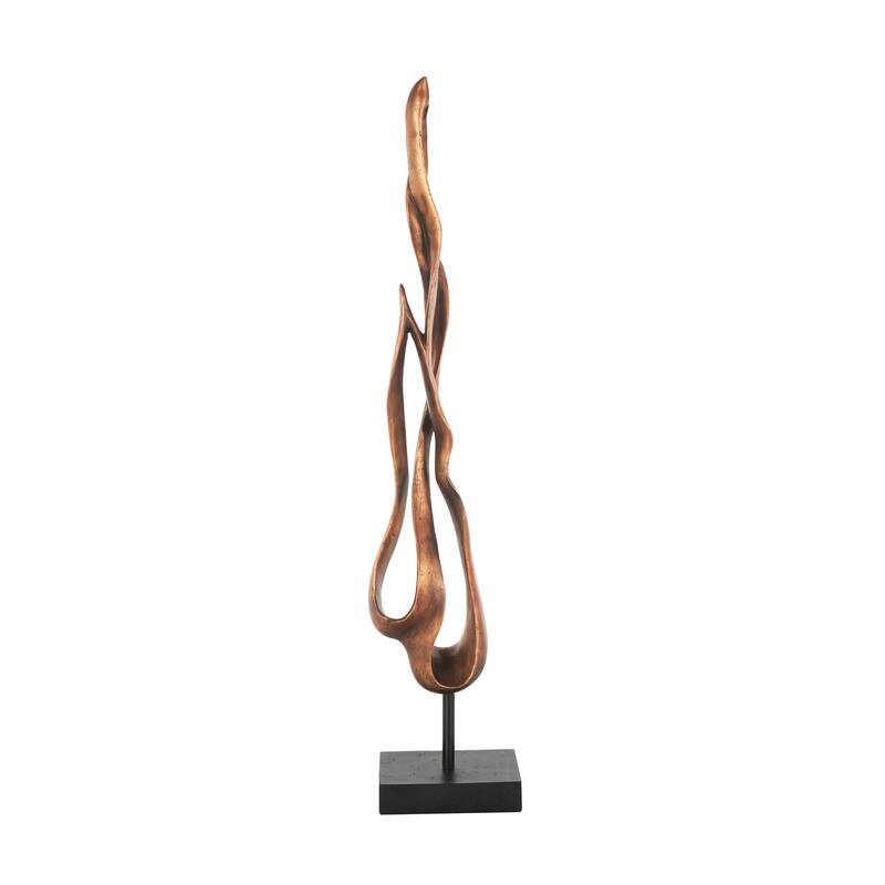 Bronze Polystone Handmade Abstract Decorative Sculpture with Rectangle Black Base