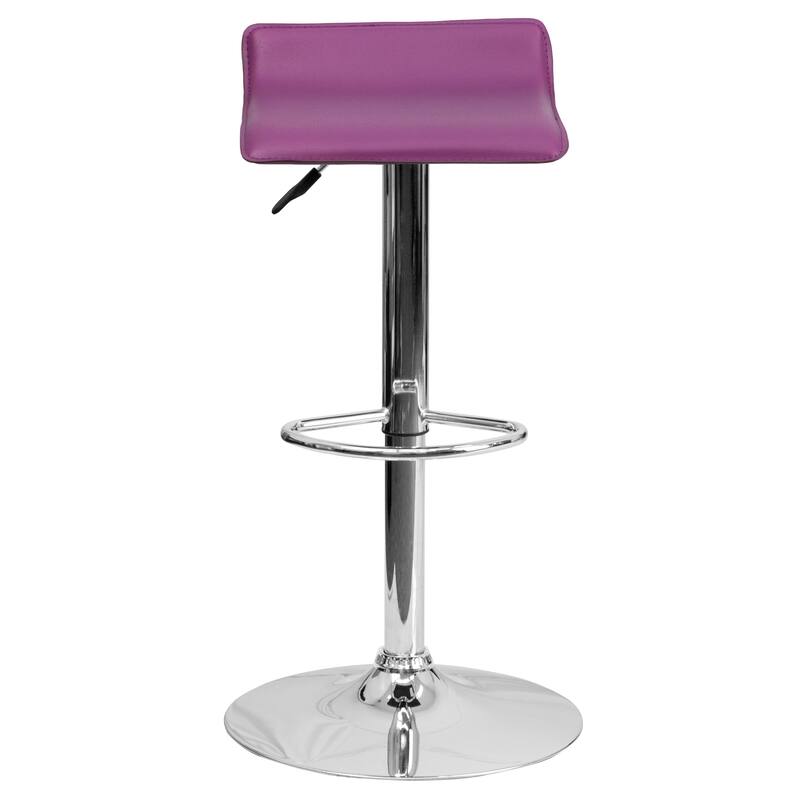2 Pack Contemporary Vinyl Adjustable Height Barstool with Solid Wave Seat - 15"W x 15"D x 25.5" - 34"H