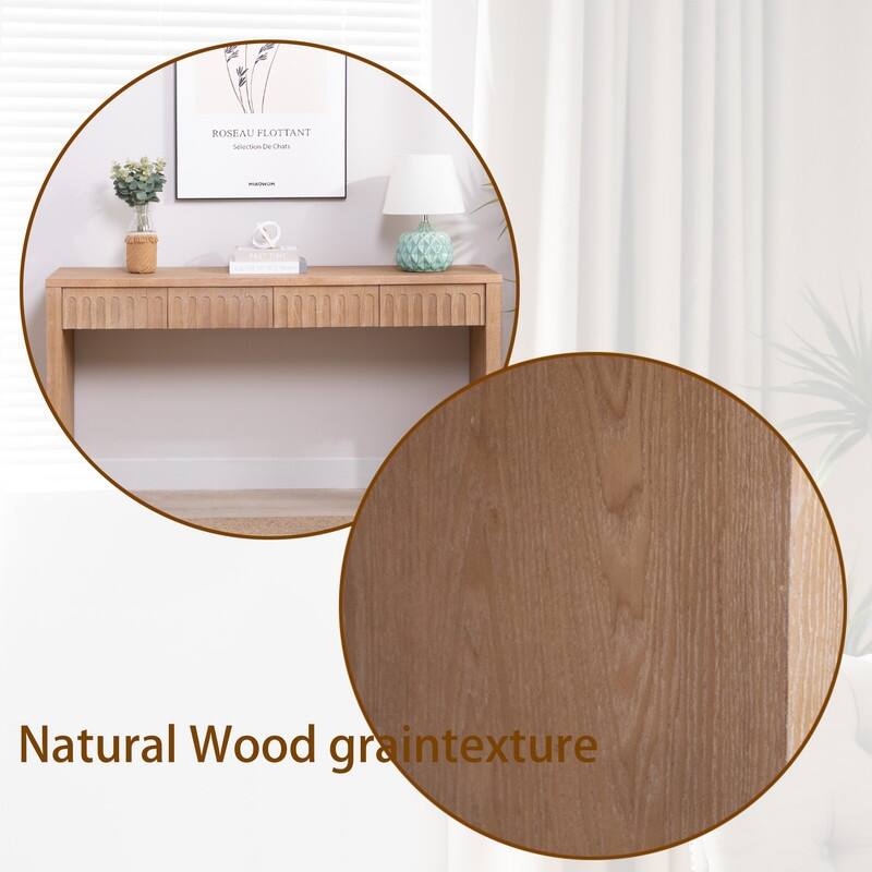 Mid-Century Wood Entryway Console Table with Four Drawers - 59.2" Narrow Sofa Table for Hallway & Living Room