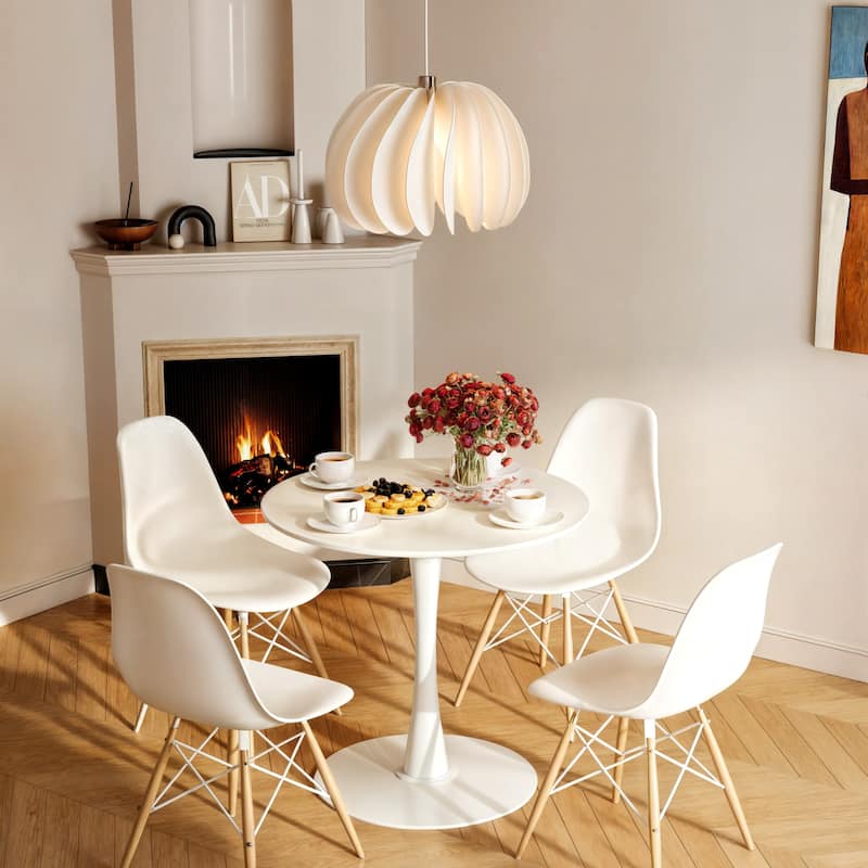 31.5-inch Pedestal Dining Table with Marble Accent Tabletop