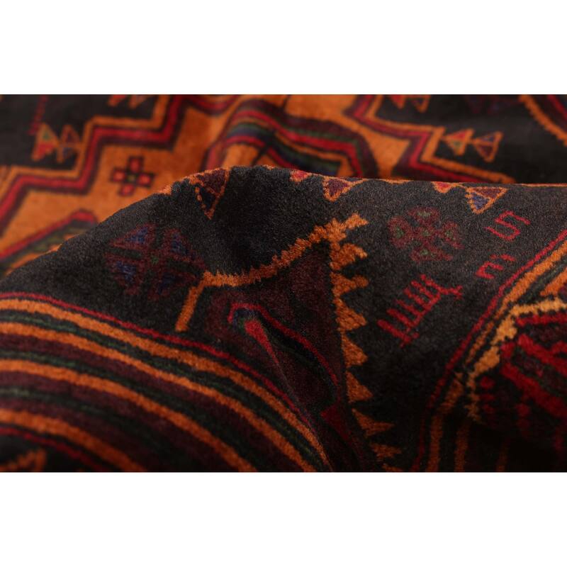 ECARPETGALLERY Hand-knotted Teimani Black, Burnt Orange Wool Rug - 3'8 x 6'1