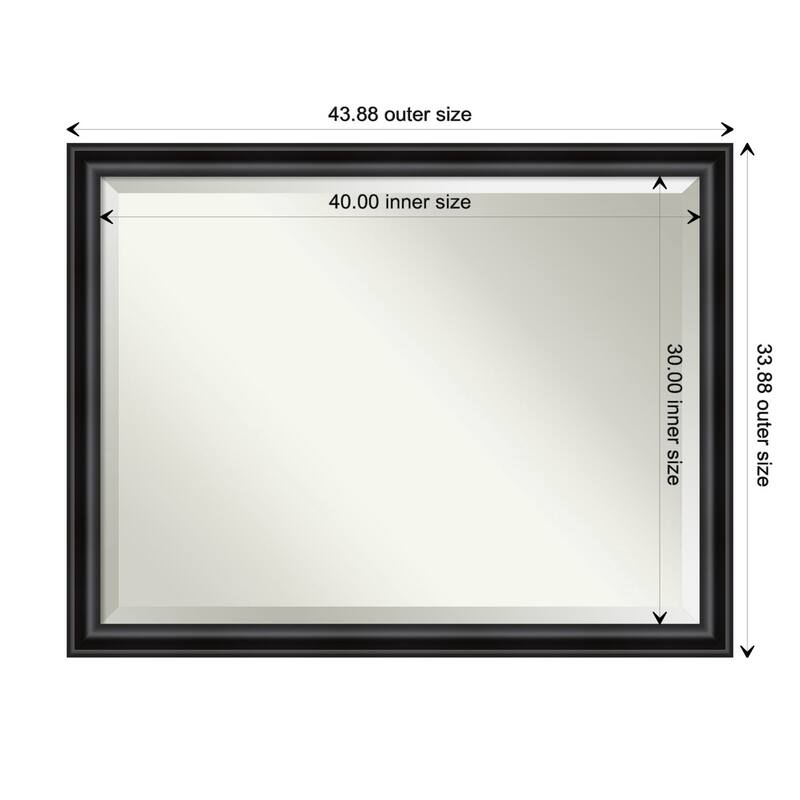 Beveled Wall Mirror - Grand Black Narrow Frame - Grand Black Narrow - 44 x 34-inch